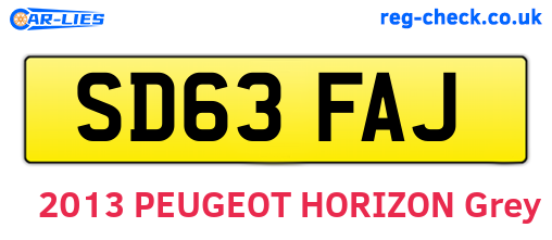 SD63FAJ are the vehicle registration plates.