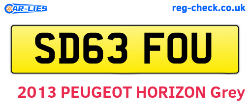 SD63FOU are the vehicle registration plates.