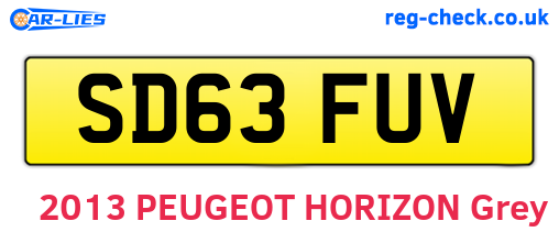 SD63FUV are the vehicle registration plates.