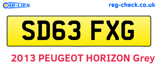 SD63FXG are the vehicle registration plates.
