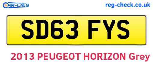 SD63FYS are the vehicle registration plates.