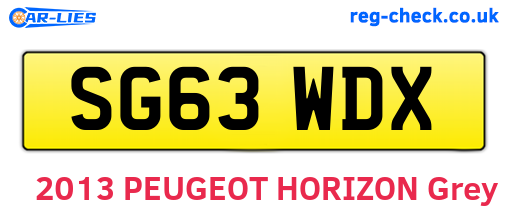 SG63WDX are the vehicle registration plates.