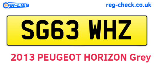 SG63WHZ are the vehicle registration plates.