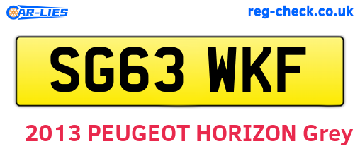 SG63WKF are the vehicle registration plates.
