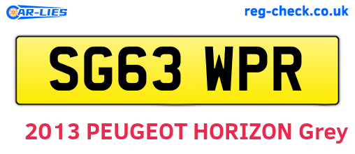 SG63WPR are the vehicle registration plates.