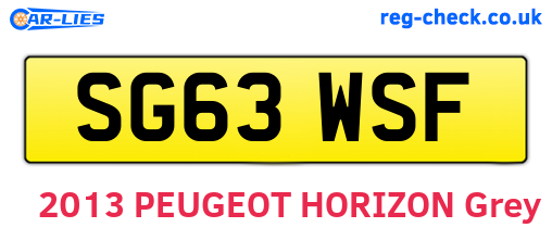 SG63WSF are the vehicle registration plates.