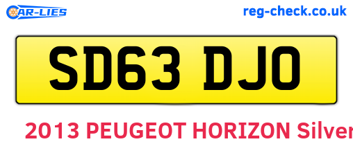 SD63DJO are the vehicle registration plates.