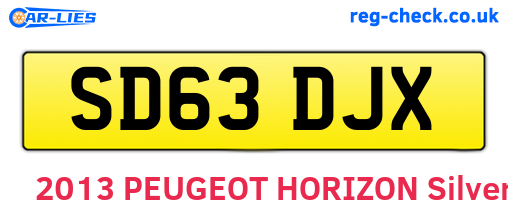 SD63DJX are the vehicle registration plates.