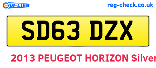 SD63DZX are the vehicle registration plates.