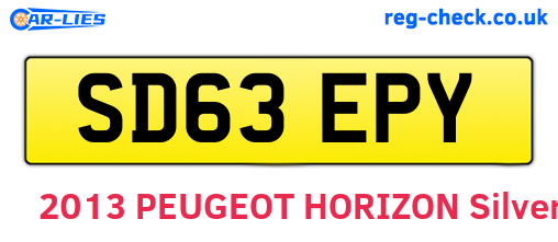 SD63EPY are the vehicle registration plates.