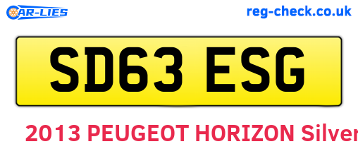SD63ESG are the vehicle registration plates.