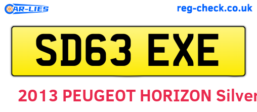 SD63EXE are the vehicle registration plates.