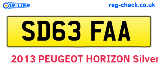 SD63FAA are the vehicle registration plates.