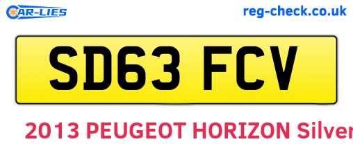 SD63FCV are the vehicle registration plates.