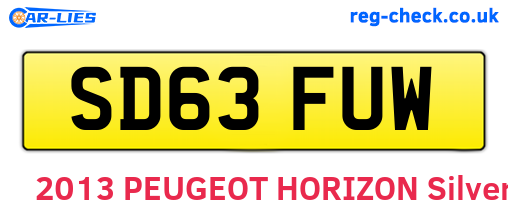 SD63FUW are the vehicle registration plates.