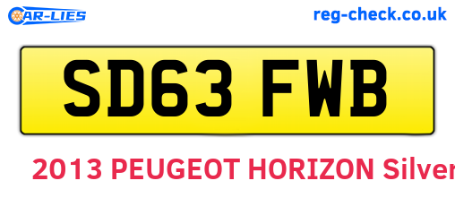 SD63FWB are the vehicle registration plates.
