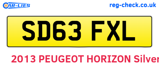 SD63FXL are the vehicle registration plates.