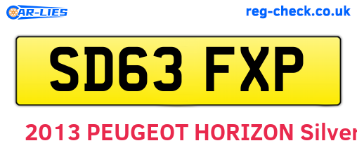 SD63FXP are the vehicle registration plates.