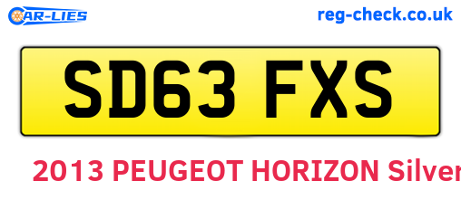 SD63FXS are the vehicle registration plates.