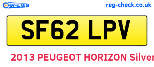 SF62LPV are the vehicle registration plates.