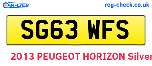 SG63WFS are the vehicle registration plates.