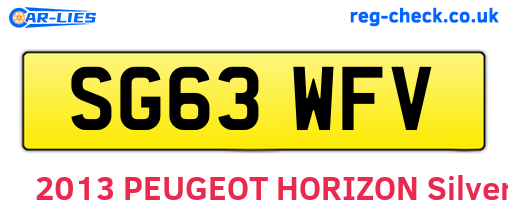 SG63WFV are the vehicle registration plates.