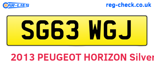 SG63WGJ are the vehicle registration plates.