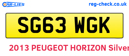 SG63WGK are the vehicle registration plates.