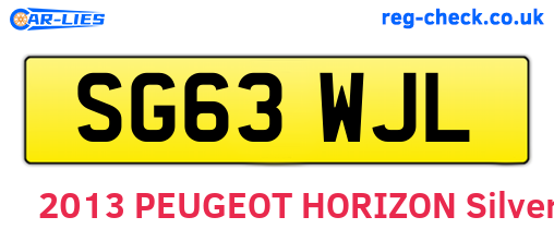 SG63WJL are the vehicle registration plates.