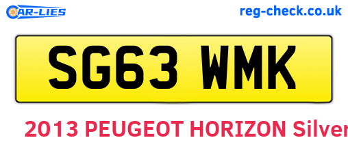 SG63WMK are the vehicle registration plates.