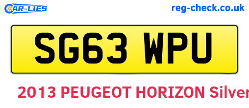 SG63WPU are the vehicle registration plates.
