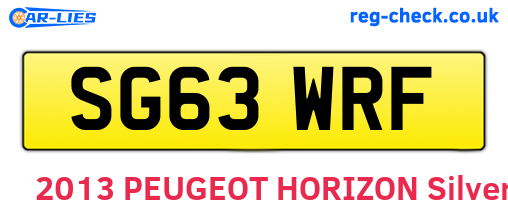 SG63WRF are the vehicle registration plates.