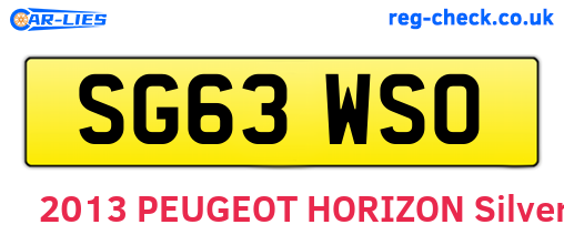 SG63WSO are the vehicle registration plates.