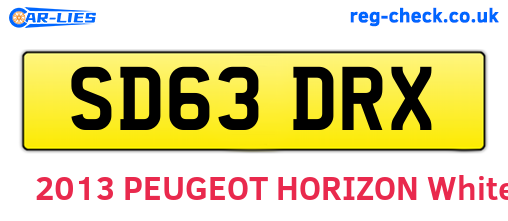 SD63DRX are the vehicle registration plates.