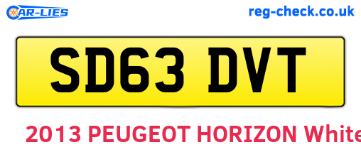 SD63DVT are the vehicle registration plates.