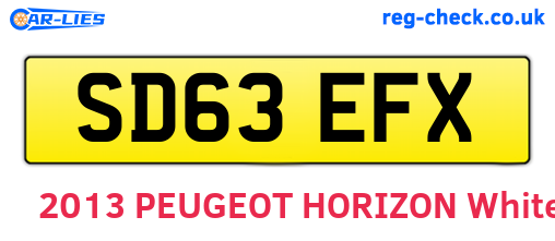 SD63EFX are the vehicle registration plates.