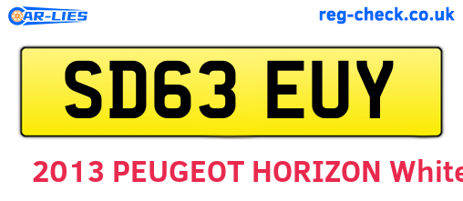 SD63EUY are the vehicle registration plates.