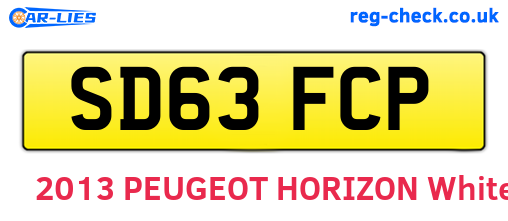 SD63FCP are the vehicle registration plates.