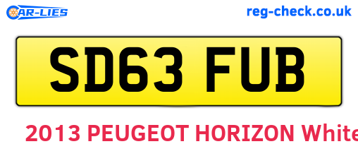 SD63FUB are the vehicle registration plates.