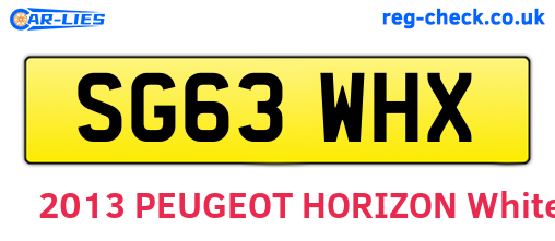 SG63WHX are the vehicle registration plates.