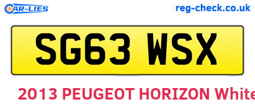 SG63WSX are the vehicle registration plates.