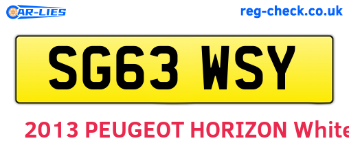 SG63WSY are the vehicle registration plates.