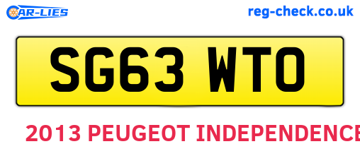SG63WTO are the vehicle registration plates.