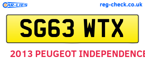SG63WTX are the vehicle registration plates.