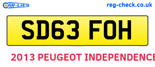SD63FOH are the vehicle registration plates.
