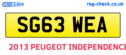 SG63WEA are the vehicle registration plates.