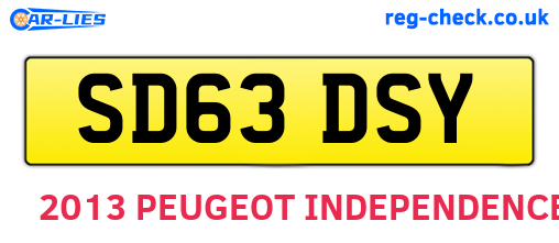 SD63DSY are the vehicle registration plates.