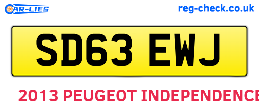 SD63EWJ are the vehicle registration plates.