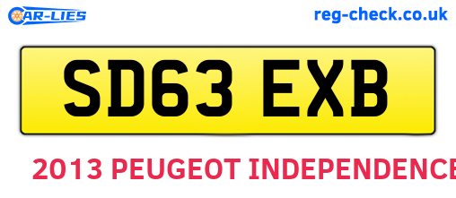 SD63EXB are the vehicle registration plates.
