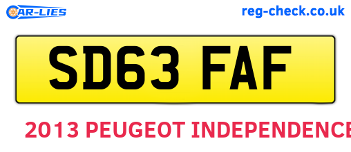 SD63FAF are the vehicle registration plates.